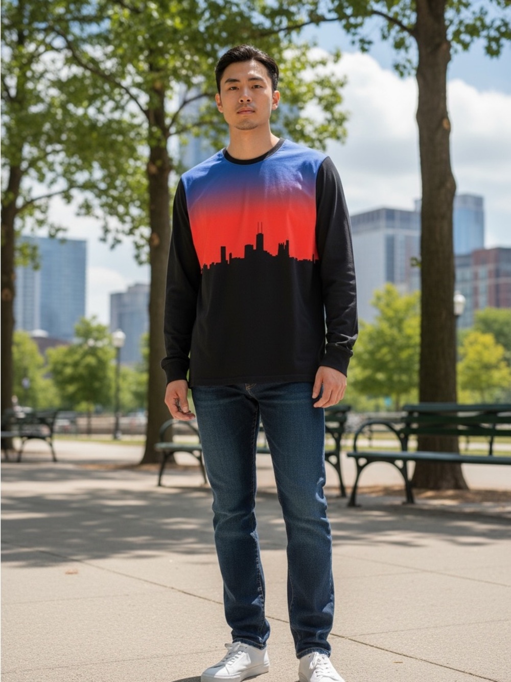 Air Jordan XXIX XX9 Chicago Skyline Photo Reel Long Sleeve Shirt Men Size Medium